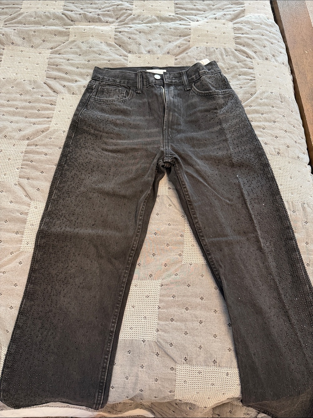 Zara Black Boot-Cut Jeans with Subtle Stud Detail